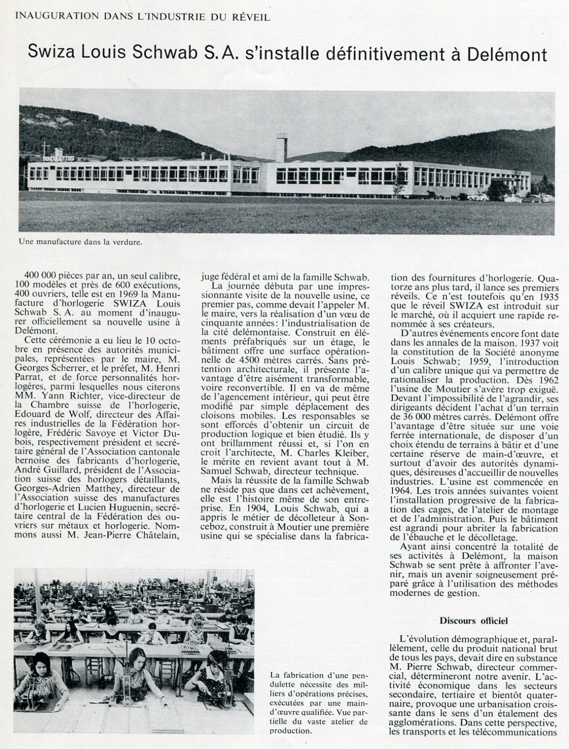 1969 Swiza Clock Company Louis Schwab SA Delemont Switzerland Swiss Suisse