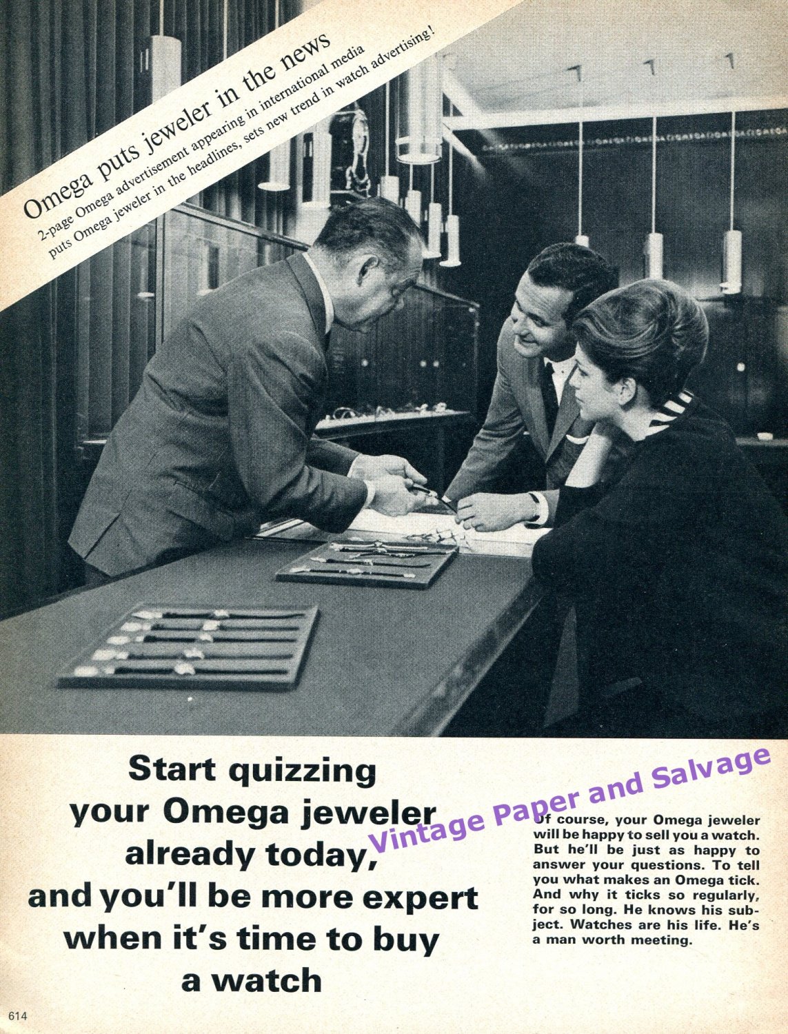 1964 Omega Watch Company Start Quizzing Your Omega Jeweler Swiss Print Ad 1960s