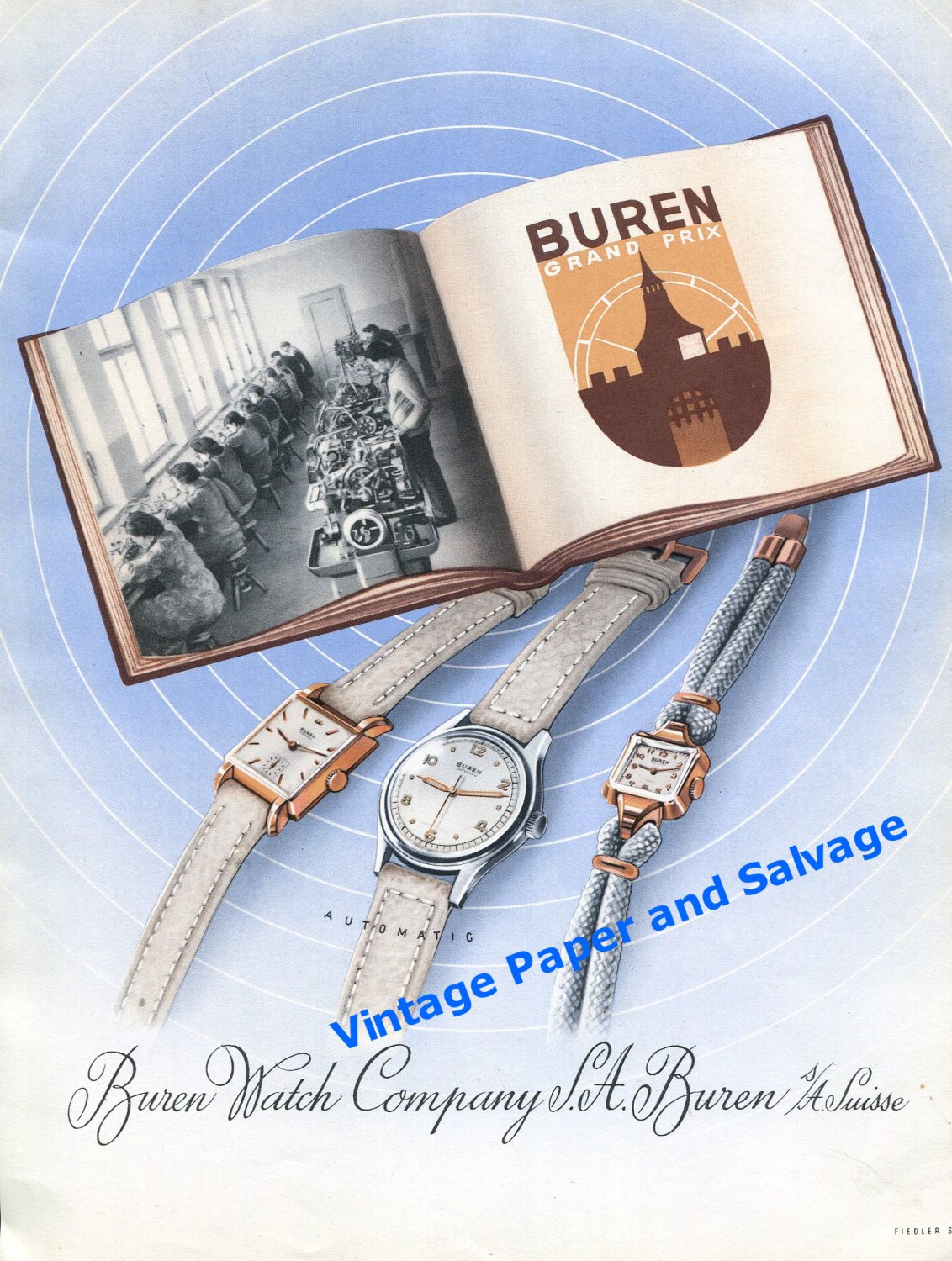 1948 Buren Watch Company Buren SA Switzerland Vintage 1940s Swiss Print Ad