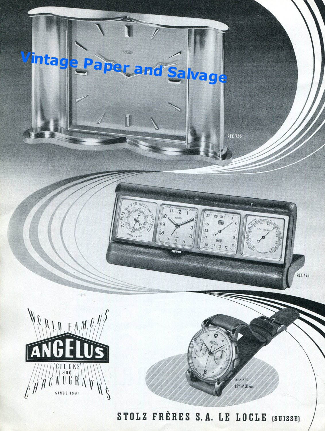 1948 Angelus Stolz Freres SA Watch & Clock Company Switzerland Swiss Print Ad