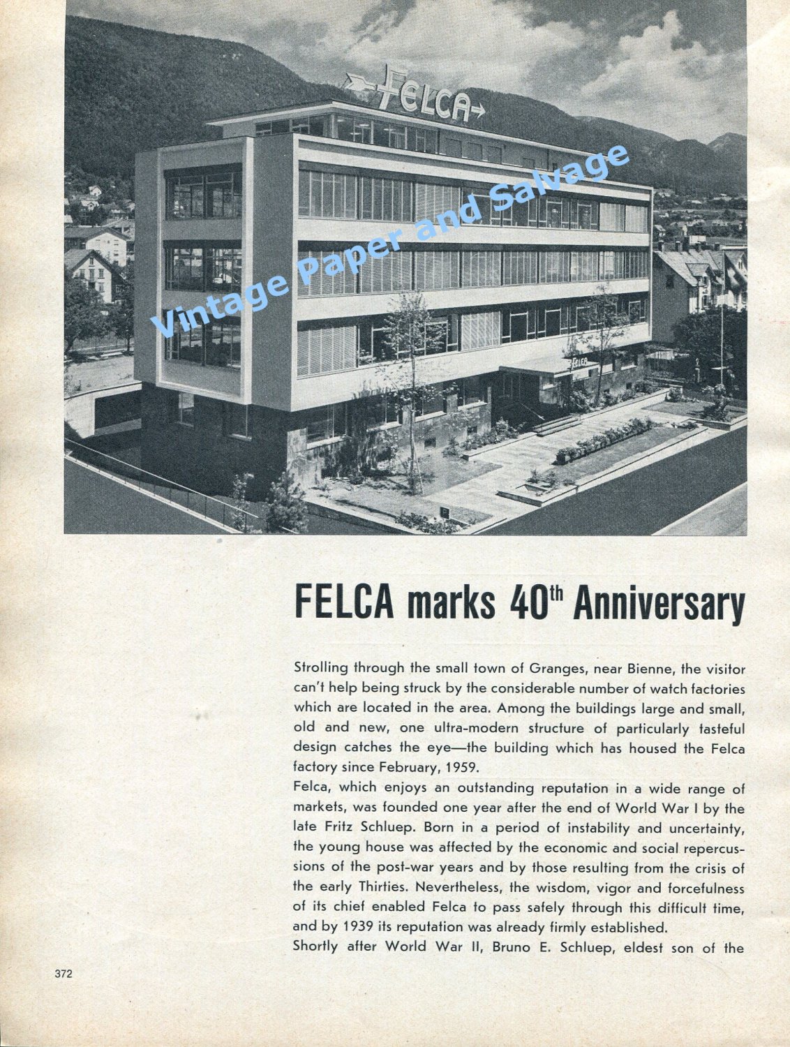 1961 Felca Watch Company Marks 40th Anniversary Switzerland Swiss Horology