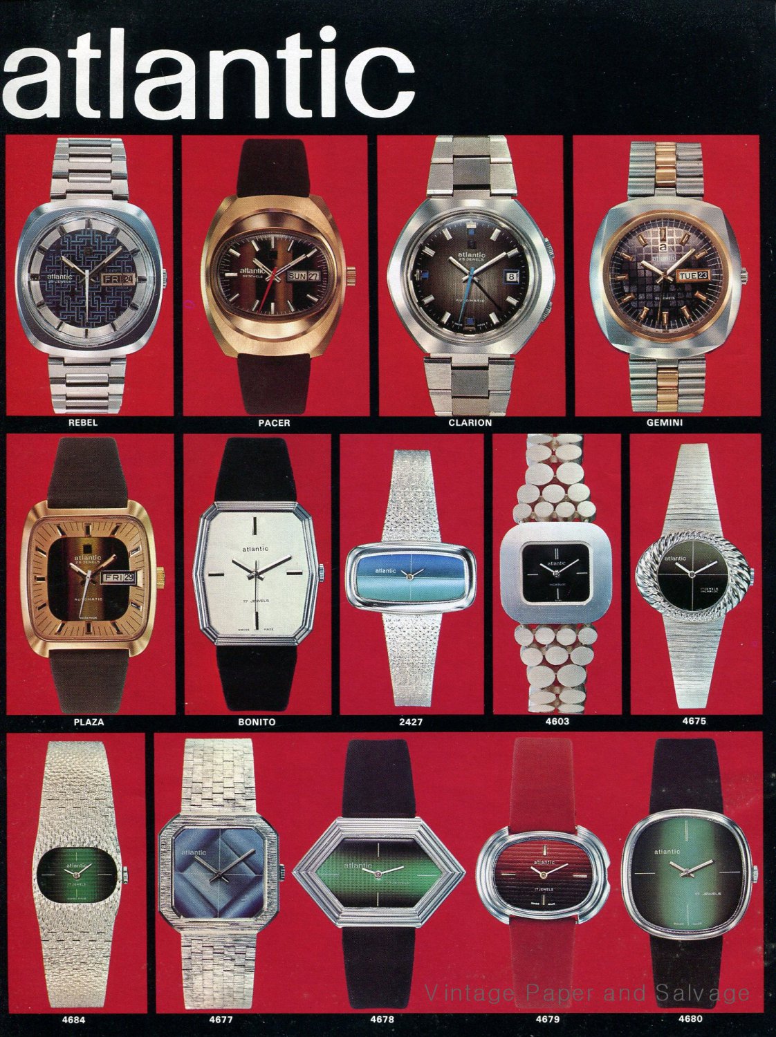 1976 Atlantic Watch Company Atlantic Grand Prix Watch Advert Swiss Print Ad