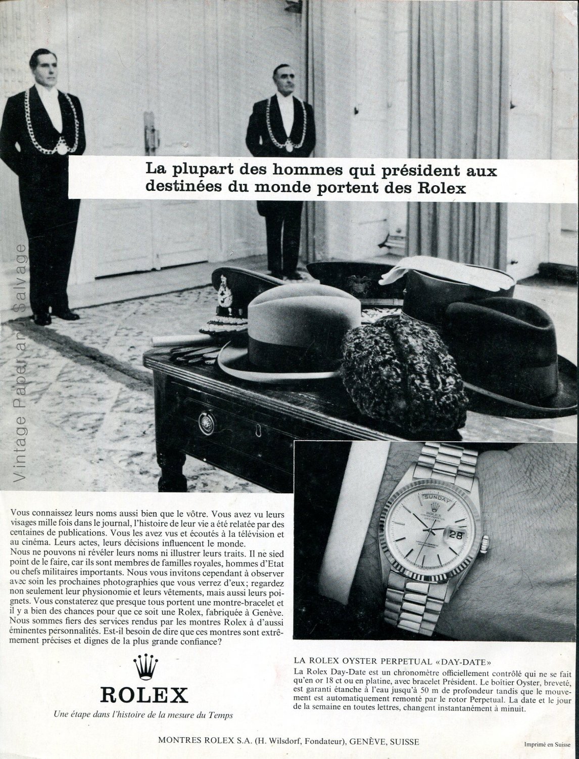1976 Rolex Watch Company Rolex Oyster Perpetual Day-Date Watch Advert Swiss Print Ad