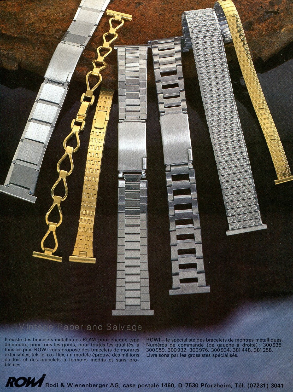1976 Rowi Watch Bands Advert Rodi & Wienenberger AG 1970s Swiss Print Ad