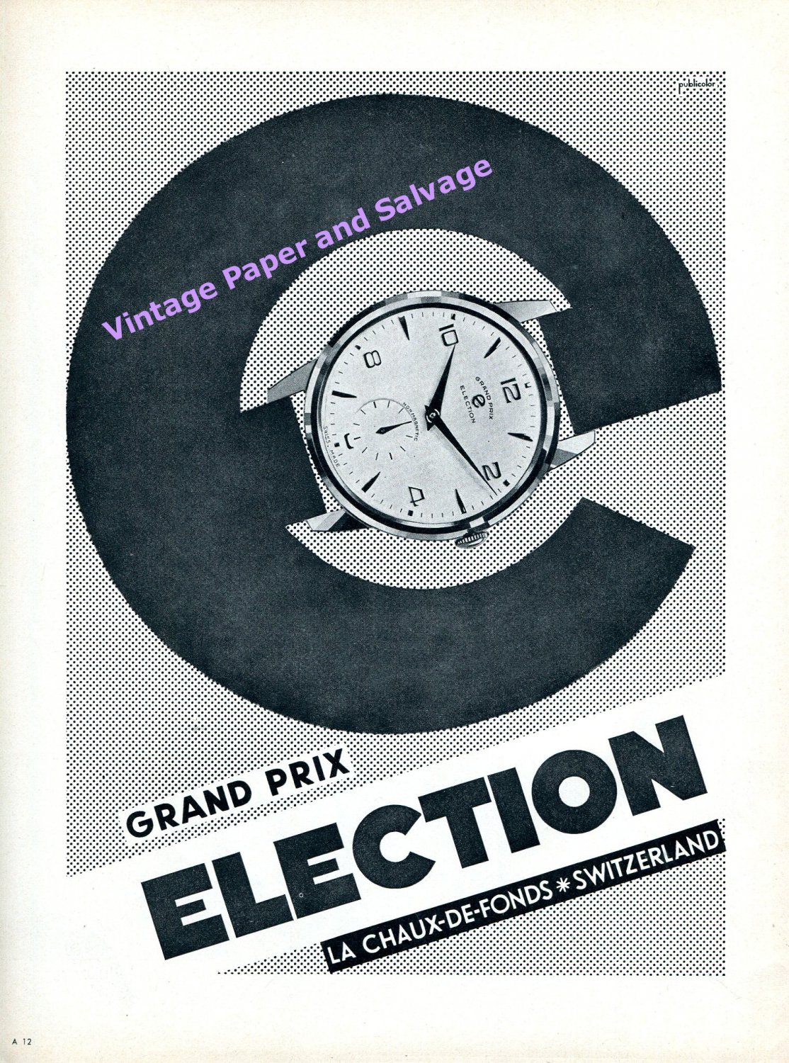 1957 Election Grand Prix Watch Advert Election Watch Co Switzerland Swiss Ad