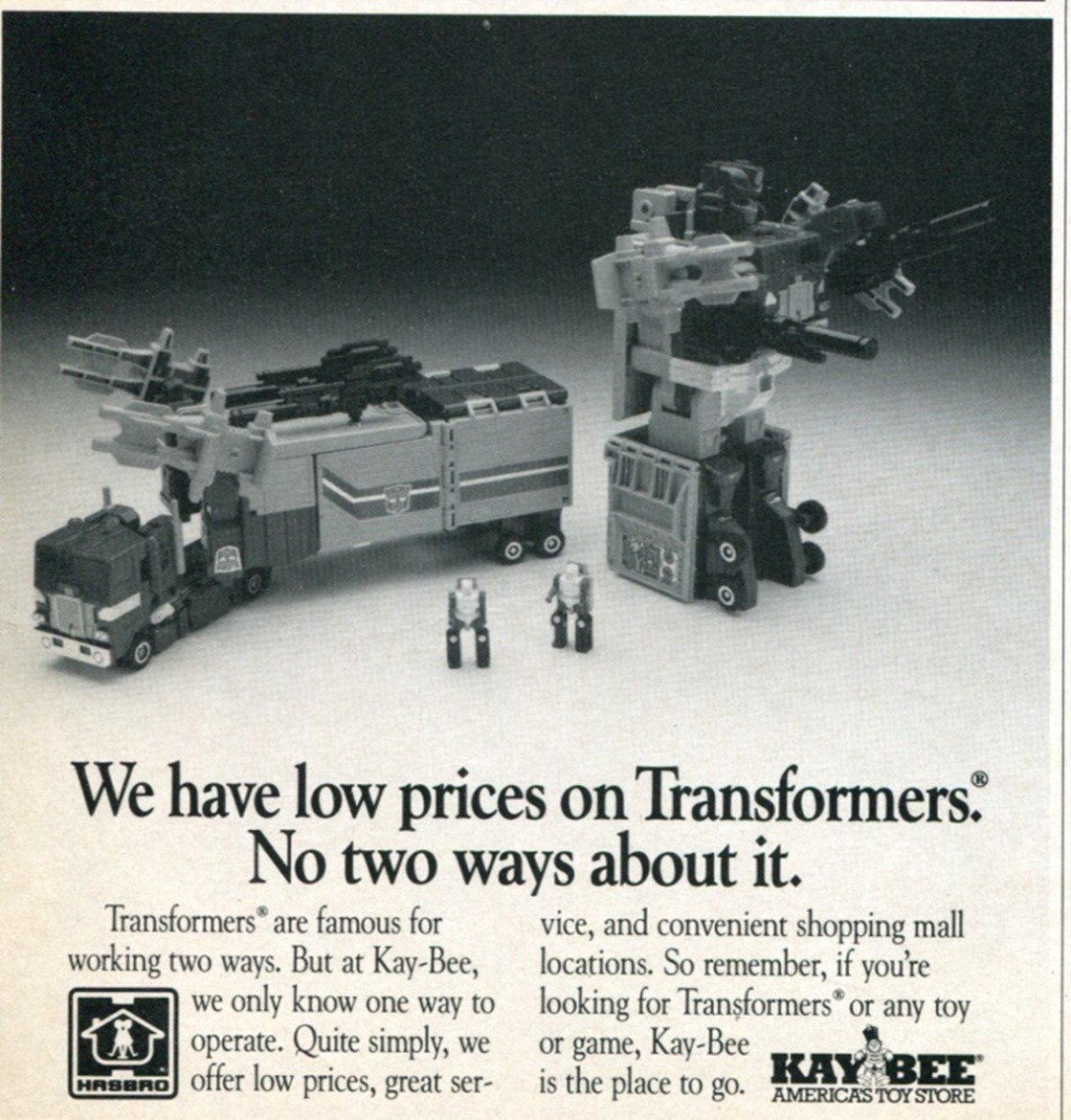 1988 Ad Hasbro Transformers Kay-Bee Stores Magazine Advertisement Toy Store Advert