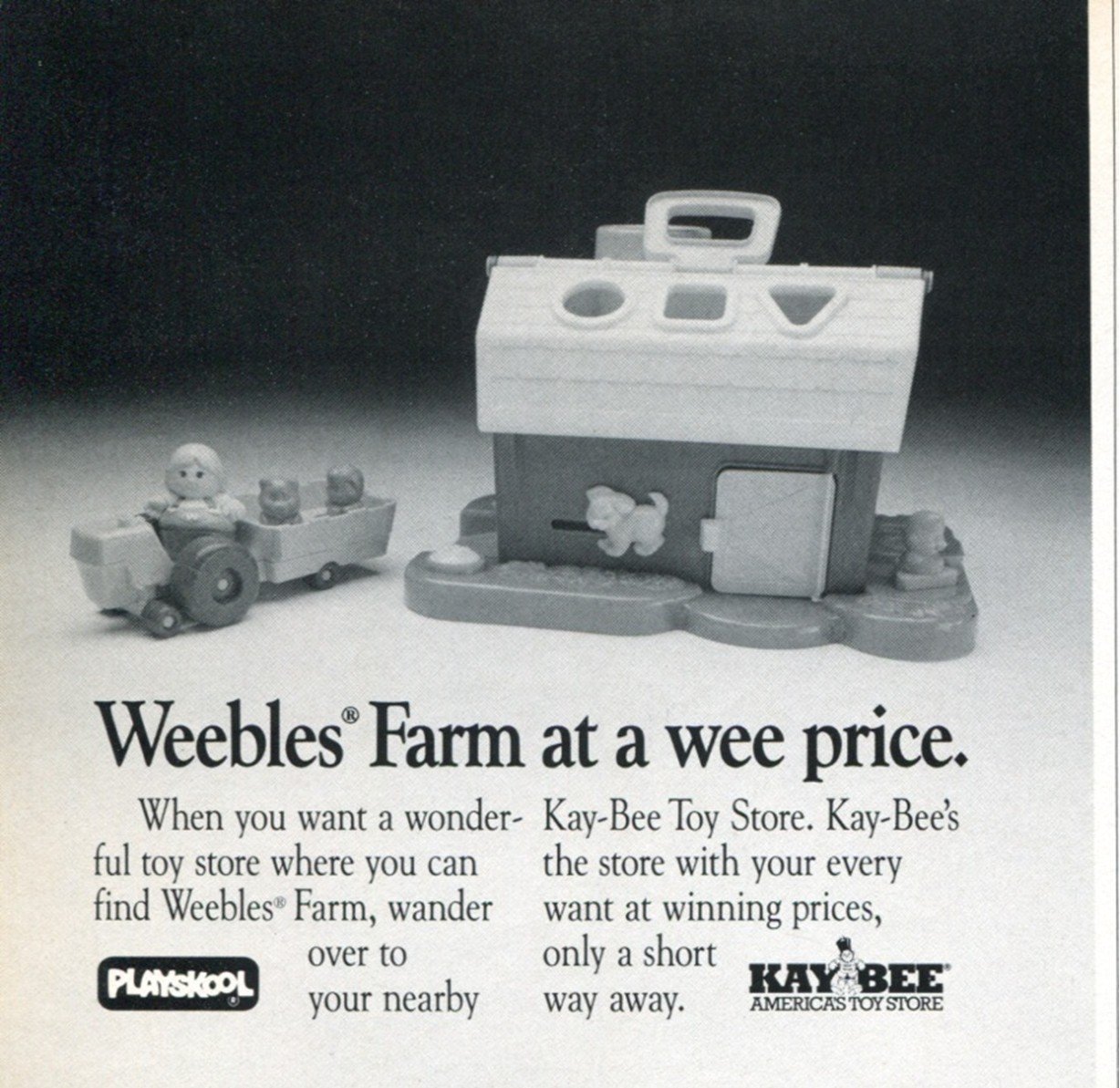 1988 Playskool Weebles Farm Advert Kay-Bee Toy Store Magazine Advertisement Playskool Ad