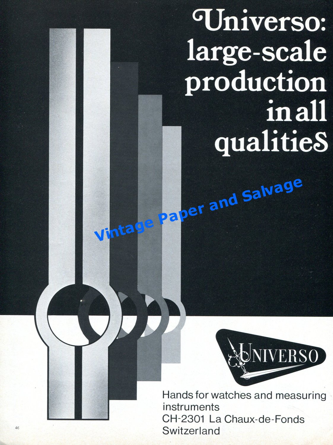 1976 Universo Large Scale Production Swiss Print Ad Advert Horology Horlogerie