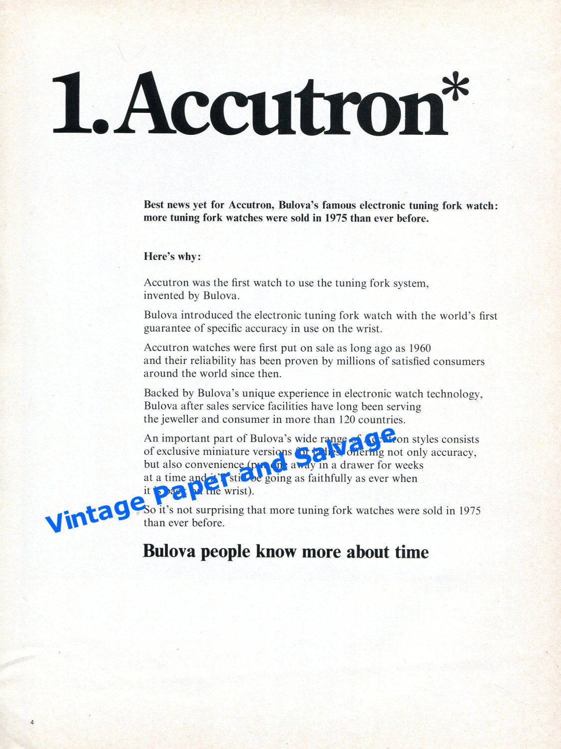 1976 Bulova Accutron Computron Watch Advert Swiss Print Ad Bulova Watch Company