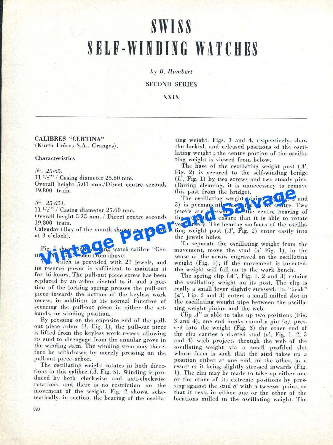1965 Swiss Self-Winding Watches Certina Kurth Freres Swiss Magazine Article