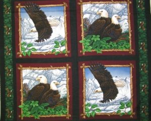 WILDLIFE PRINTS FABRIC PILLOW PANEL FOUR IN ONE YARD EAGLE OVERLOOK NEST