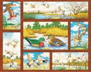 WILDLIFE PRINTS FABRIC PANEL 45 INCH BY 36 INCH Fly Away Home Ducks WALL HANGING