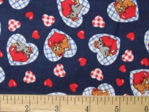 KITTY IN HEARTS NAVY RED PINK WHITE SOUTH SEAS 56 INCH COTTON NEW