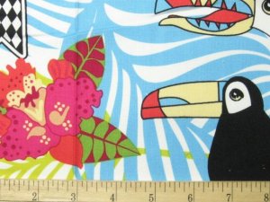 Jungle Fever Luella Doss Parrot Tropical Print Free Spirit Fabric ONE YARD