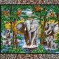 Wall Hanging Panel Animal Elephant Social Africa COTTON FABRIC 44'' x 35'' panel