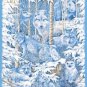 Wall Hanging Panel Animal Mid Winter Dream Ice Blue COTTON FABRIC 44'' x 35''