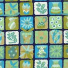 Yard Quilt Fabric Garden Party Wasabi Garden Tiles Floral 100% Cotton 44/45 inch