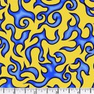 On Fire Blue Flames on Yellow 08 44/45'' 100% Cotton Marshall by the yard
