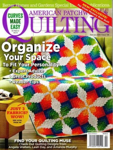 American Patchwork & Quilting Magazine Feb 2016 Organize Your Space!! New Stock