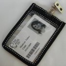 Badge Holder - vertical - Black w/white stitching