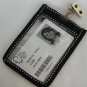Badge Holder - vertical - Black w/white stitching