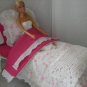 Doll bed comforter set - white w/pink flowers