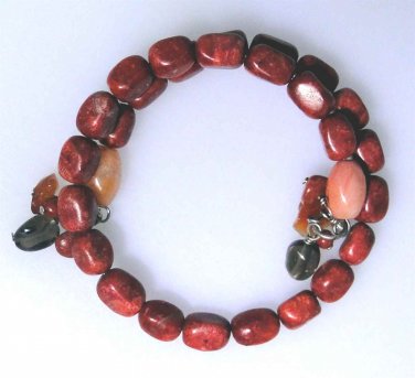 New coil oval  Sponge Coral bracelet