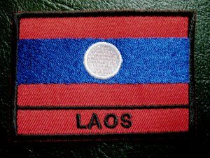 LAOS LAOTIAN LAO PEOPLE'S DEMOCRATIC REPUBLIC NATIONAL FLAG Sew on Patch