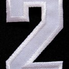 NUMBER TWO NO.2 #2 White Embroidered Iron on Patch