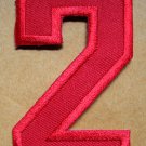 NUMBER TWO NO.2 #2 Red Embroidered Iron on Patch