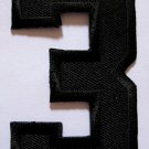 NUMBER THREE NO.3 #3 Black Embroidered Iron on Patch