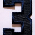 NUMBER THREE NO.3 #3 Blue Black Embroidered Iron on Patch