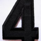 NUMBER FOUR NO.4 #4 Black Embroidered Iron on Patch