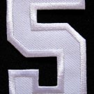 NUMBER FIVE NO.5 #5 White Embroidered Iron on Patch