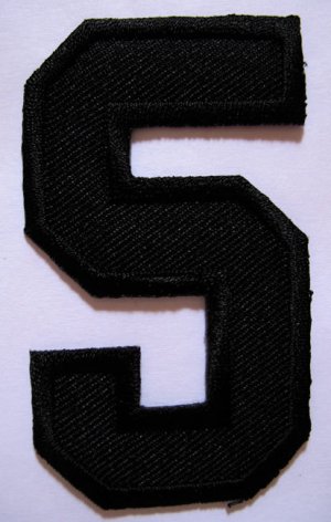 NUMBER FIVE NO.5 #5 Black Embroidered Iron on Patch