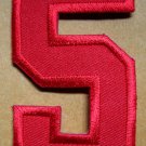 NUMBER FIVE NO.5 #5 Red Embroidered Iron on Patch