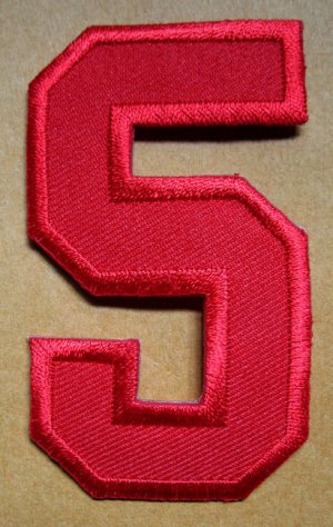 NUMBER FIVE NO.5 #5 Red Embroidered Iron on Patch