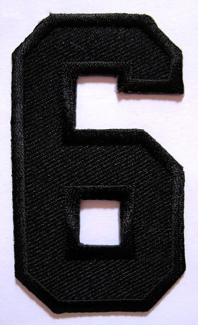 NUMBER SIX NO.6 #6 Black Embroidered Iron on Patch