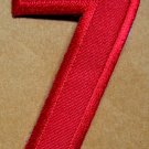 NUMBER SEVEN NO.7 #7 Red Embroidered Iron on Patch