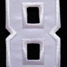 NUMBER EIGHT NO.8 #8 White Embroidered Iron on Patch