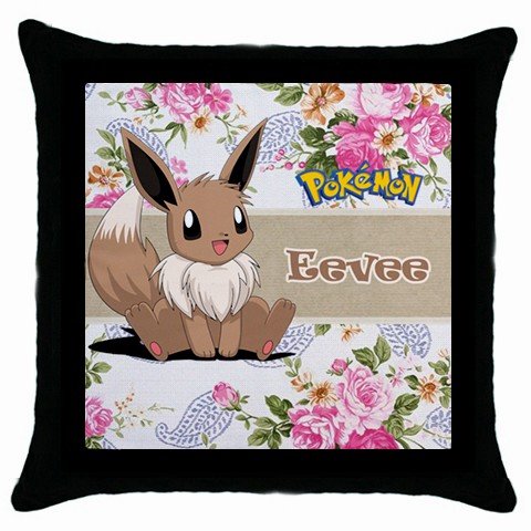 Cute Pokemon Eevee Throw Pillow Case Black