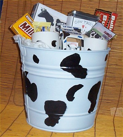Cow Lovers Gift Basket Mugs Tin Bucket Candy Figurine