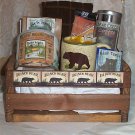 Bear Wood Crate Crossing Gift Basket Cabin Lodge Cocoa Coffee Mug Candy