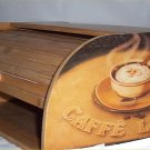 Coffee latte Bread Box Bamboo Wood Cafe Bistro Kitchen Chefs New
