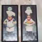 Wall Plaque Fat Chef Pictures Hooks Decor set 2 Brick Bistro Kitchen Decoration