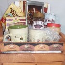 Gift Basket Coffee Latte Cafe Gift 2 Mugs Candy Crate W