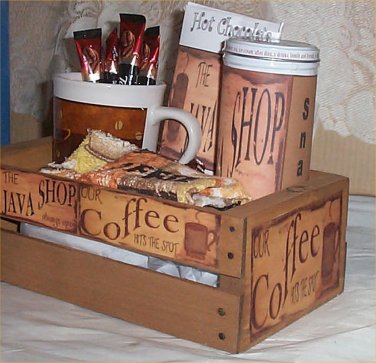 Java Small Gift Crate Mug Coffee Candy Hot Chocolate Wood Crate
