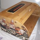Fat Chef Bread Box Bamboo Waiter Kitchen Roll Top Bistro Home Decor 3chef Black