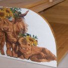 Bamboo Highland Cow Bread Box Handcrafted Country Lodge Kitchen Cabin Decoration