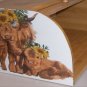 Bamboo Highland Cow Bread Box Handcrafted Country Lodge Kitchen Cabin Decoration